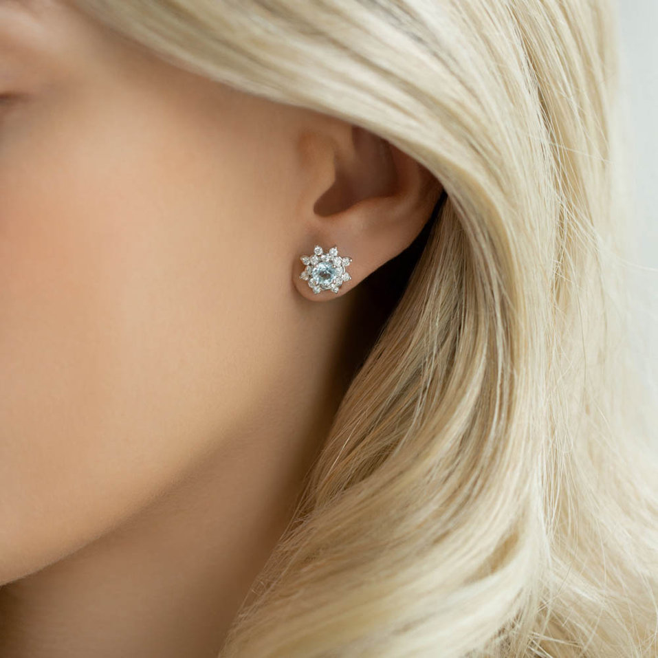 Náušnice s topazem a diamanty Frozen Sky