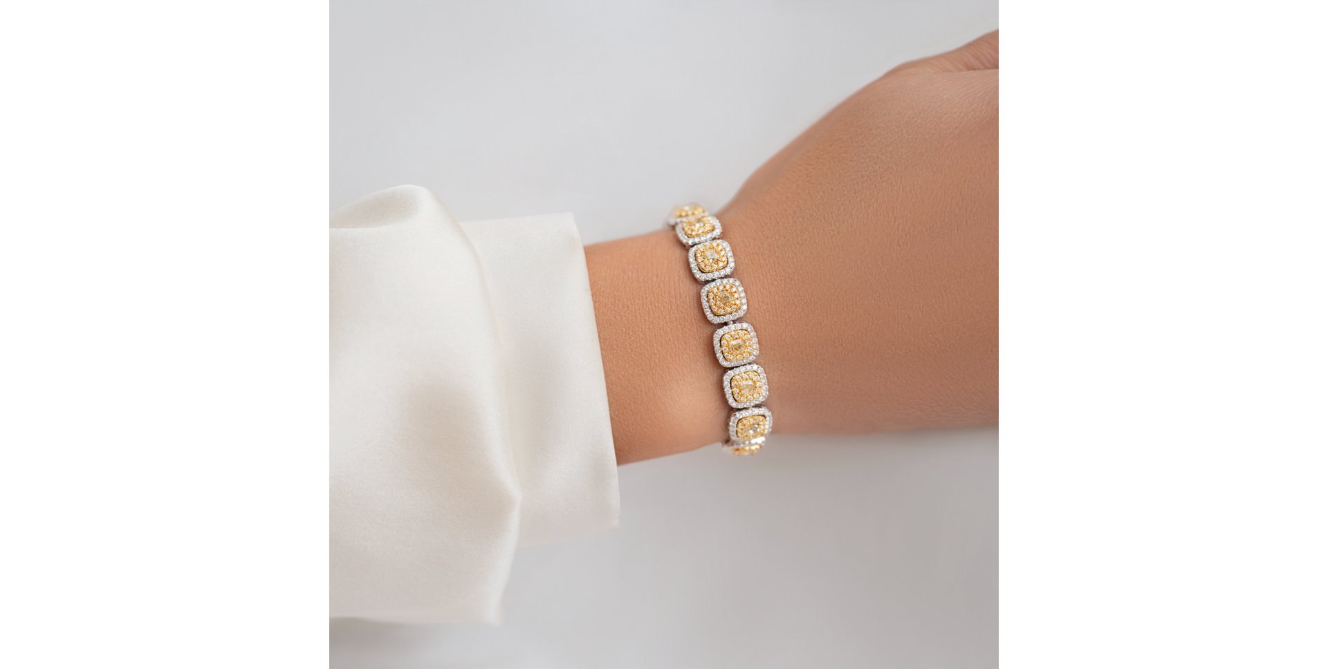 Náramek s žlutými a bílými diamanty Frozen Sun