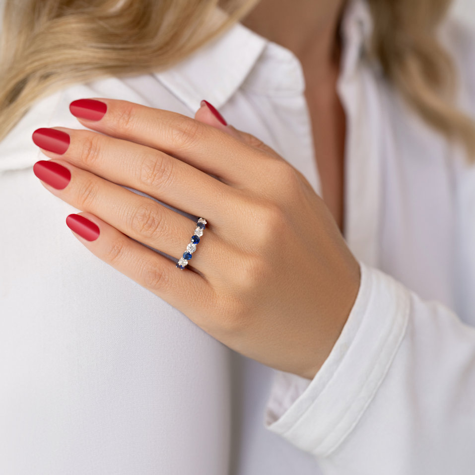 Prsten s diamanty a safíry Galaxy