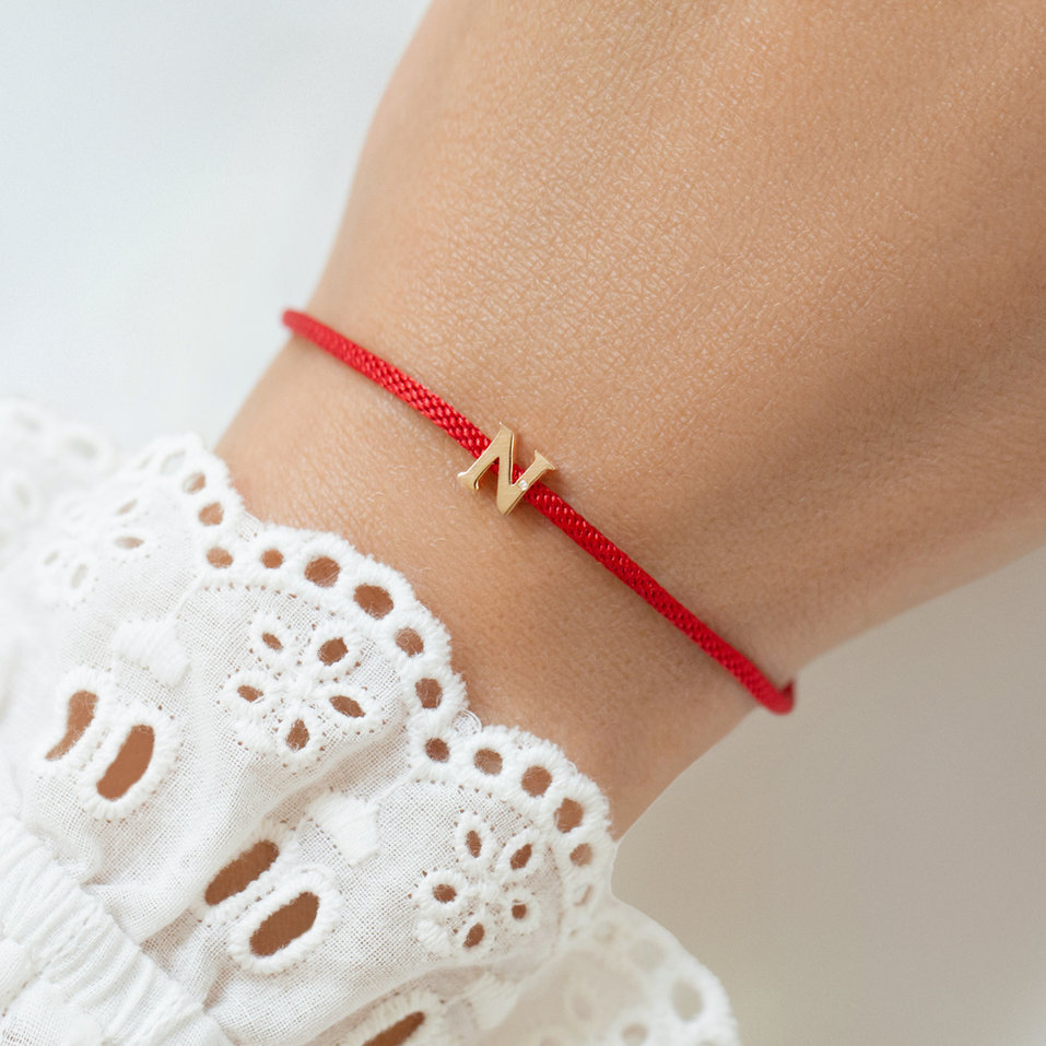 Náramek s diamantem a šňůrkou Flat Line S