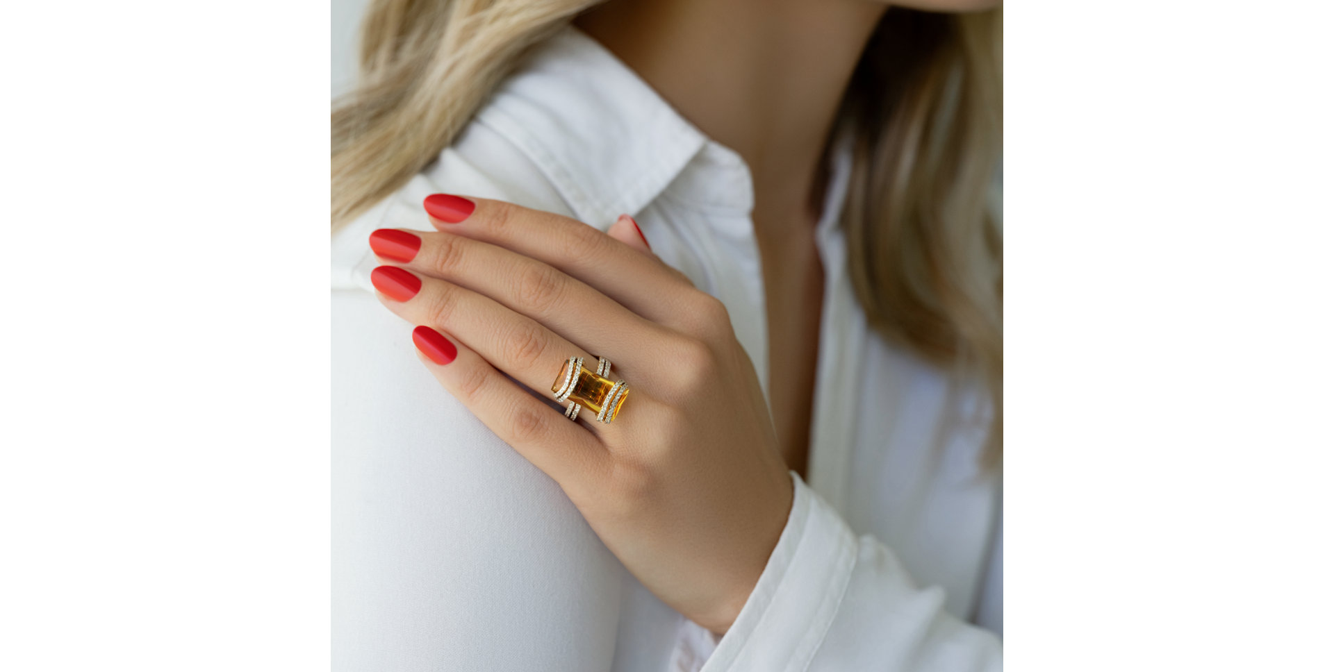 Prsten s citrínem a diamanty Sunny Treasure