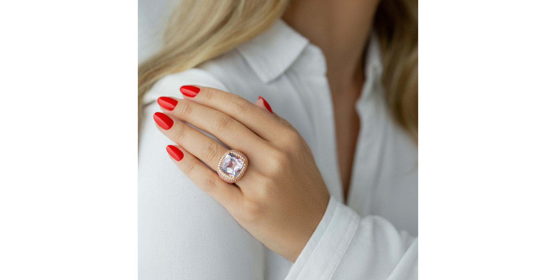 Prsten s ametystem, diamanty a safíry Sweet Sin