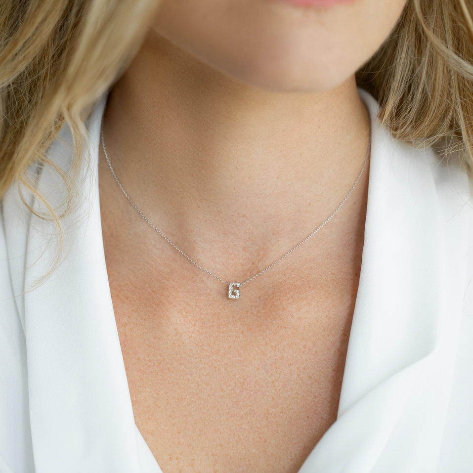 Náhrdelník 14kt žluté zlato s diamantem Glittering Letter A