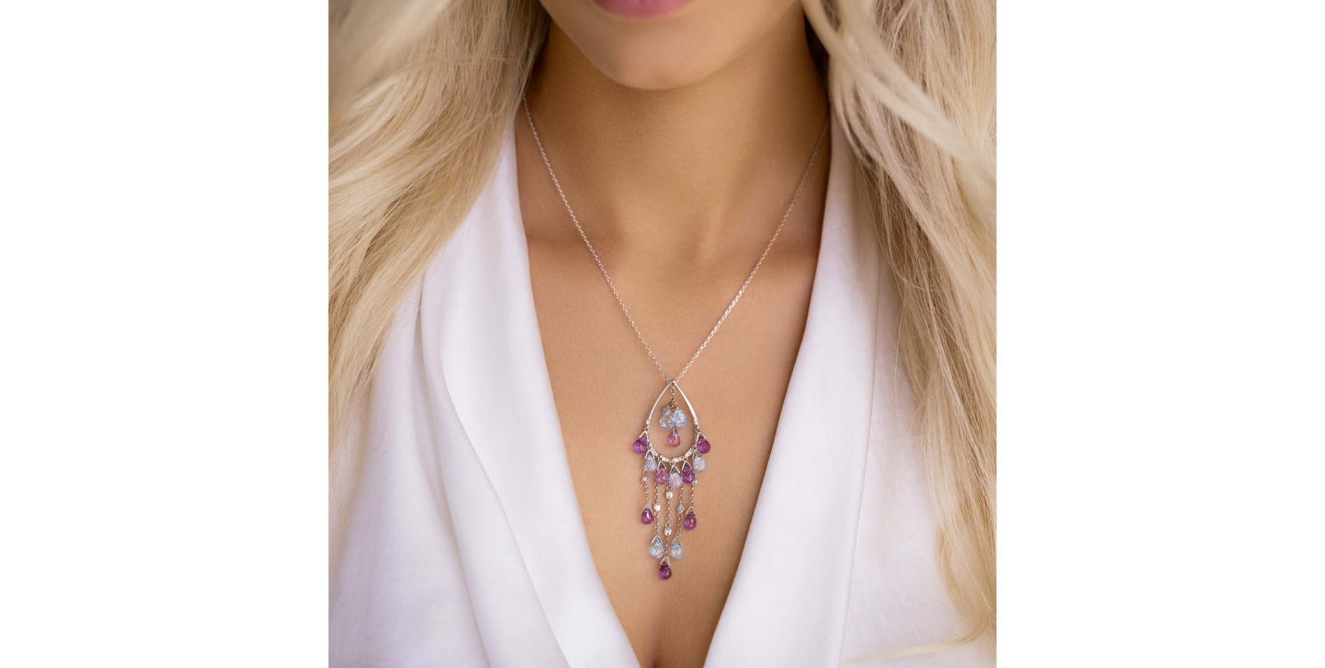 Náhrdelník s diamanty a drahokamy Cattaneo