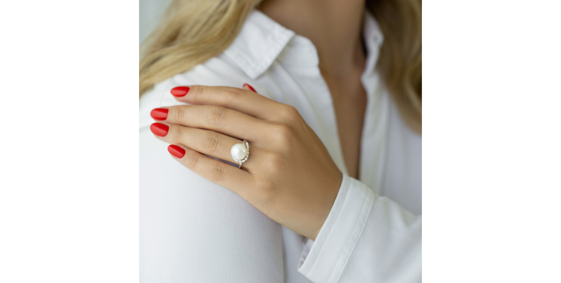 Prsten s perlou a diamanty Sea Etude