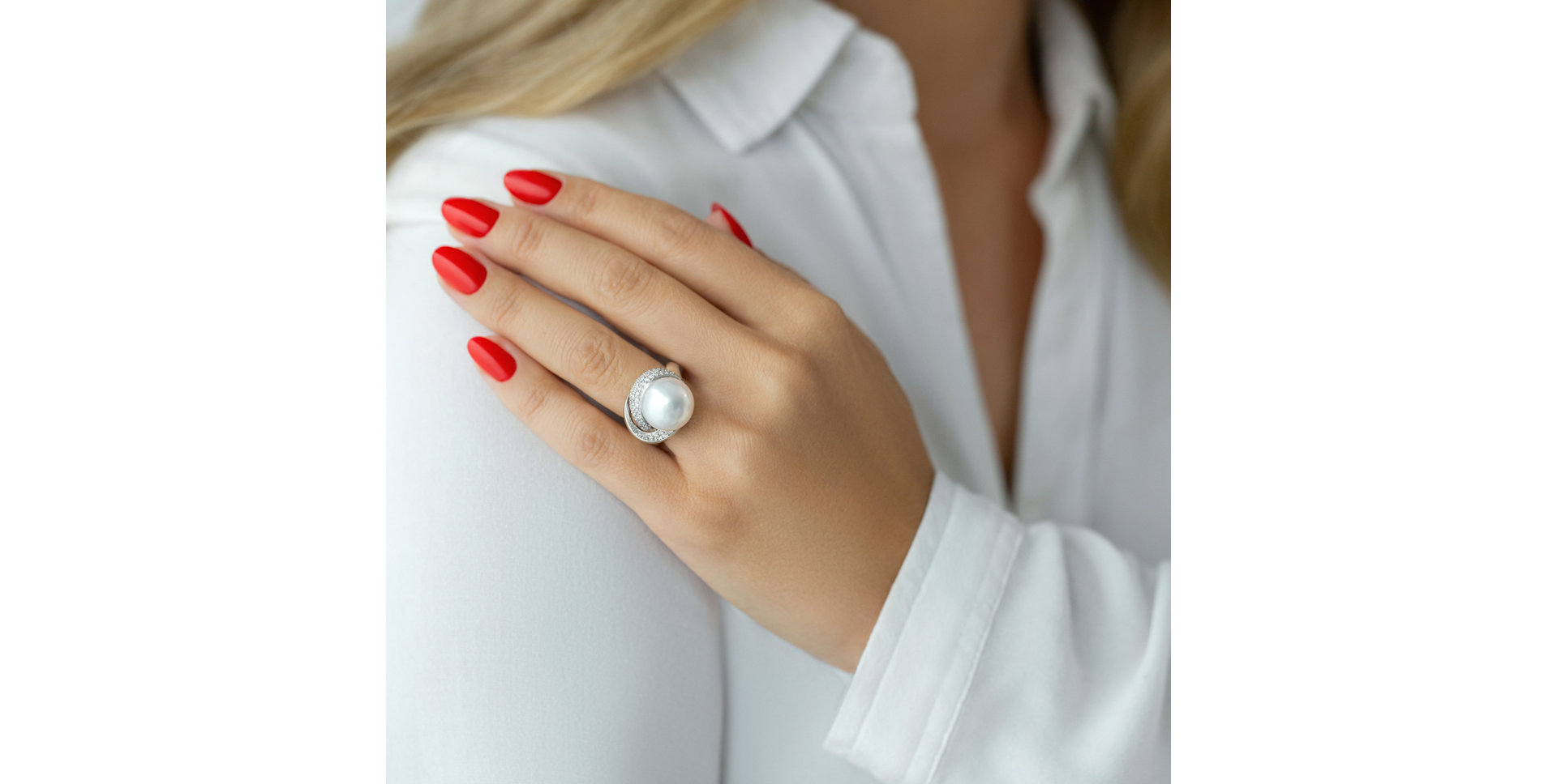 Prsten s perlou a diamanty Ocean Sonata