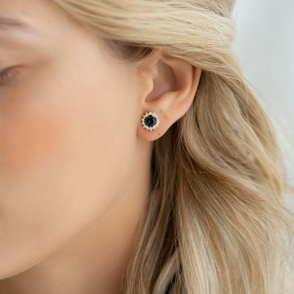 Náušnice s diamanty a ametystem Lilac Flower