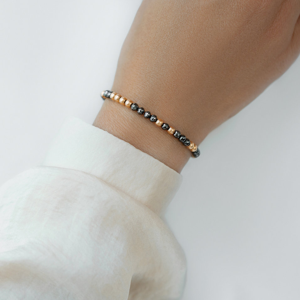 Náramek s černými diamanty Marbles Mood