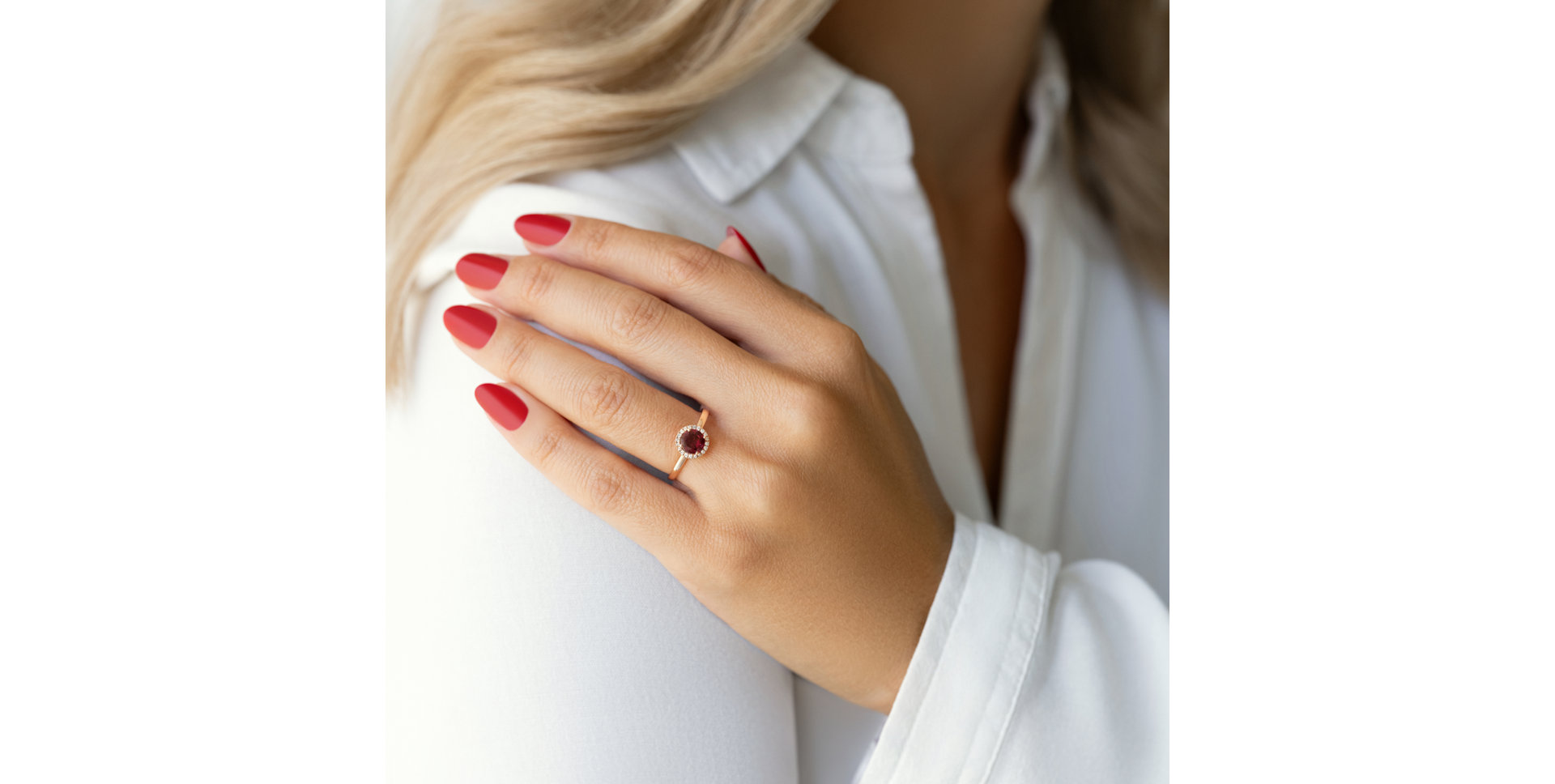 Prsten s rhodolitem a diamanty Violette