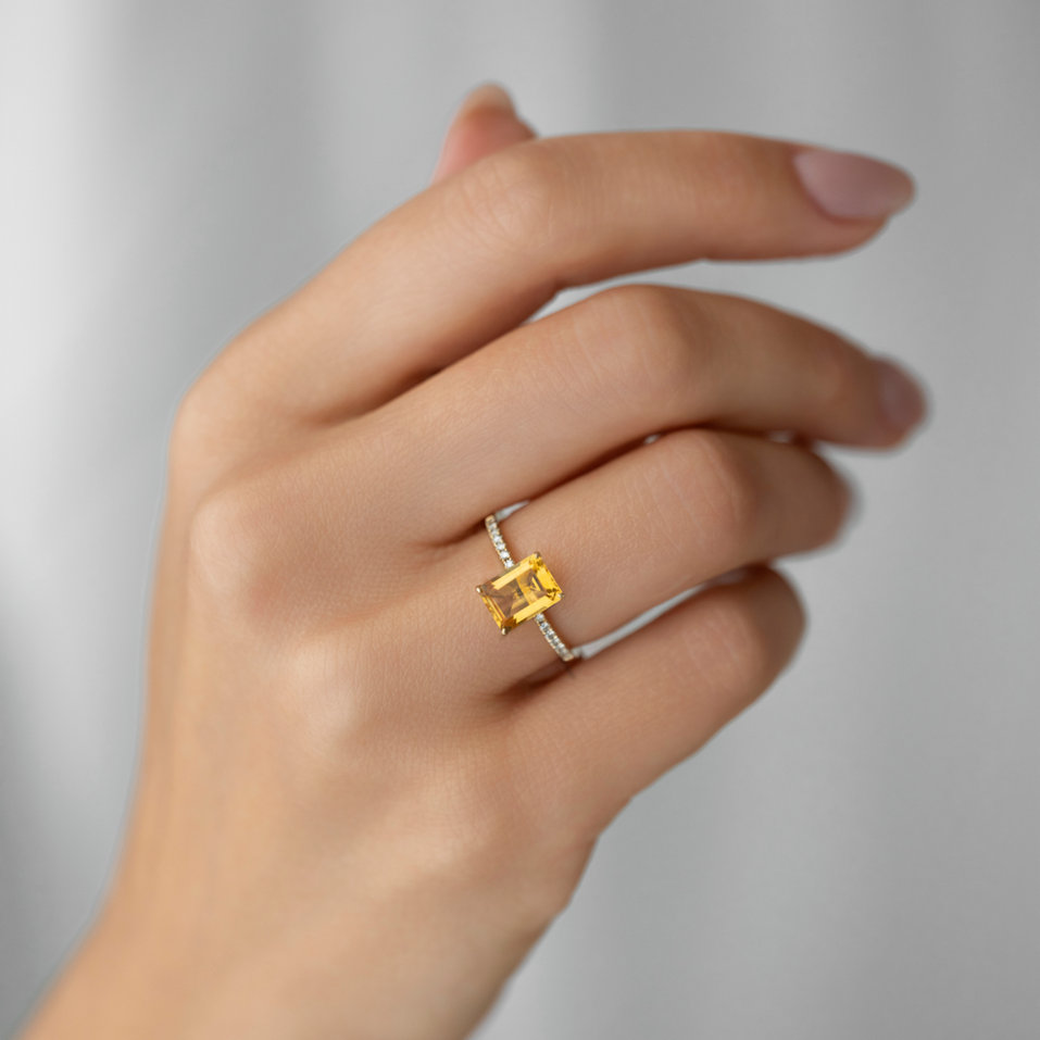 Prsten s diamanty a citrínem Perfect Promise