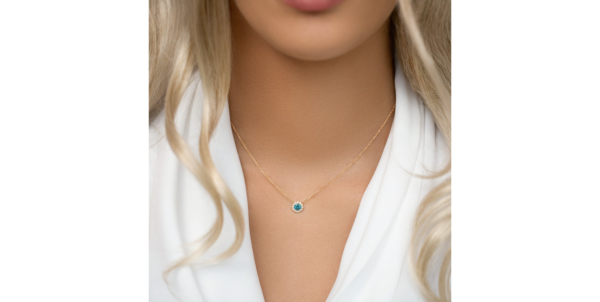 Náhrdelník s modrým diamantem a bílými diamanty Dream Sparkle