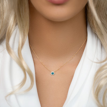 Náhrdelník s modrým diamantem a bílými diamanty Dream Sparkle