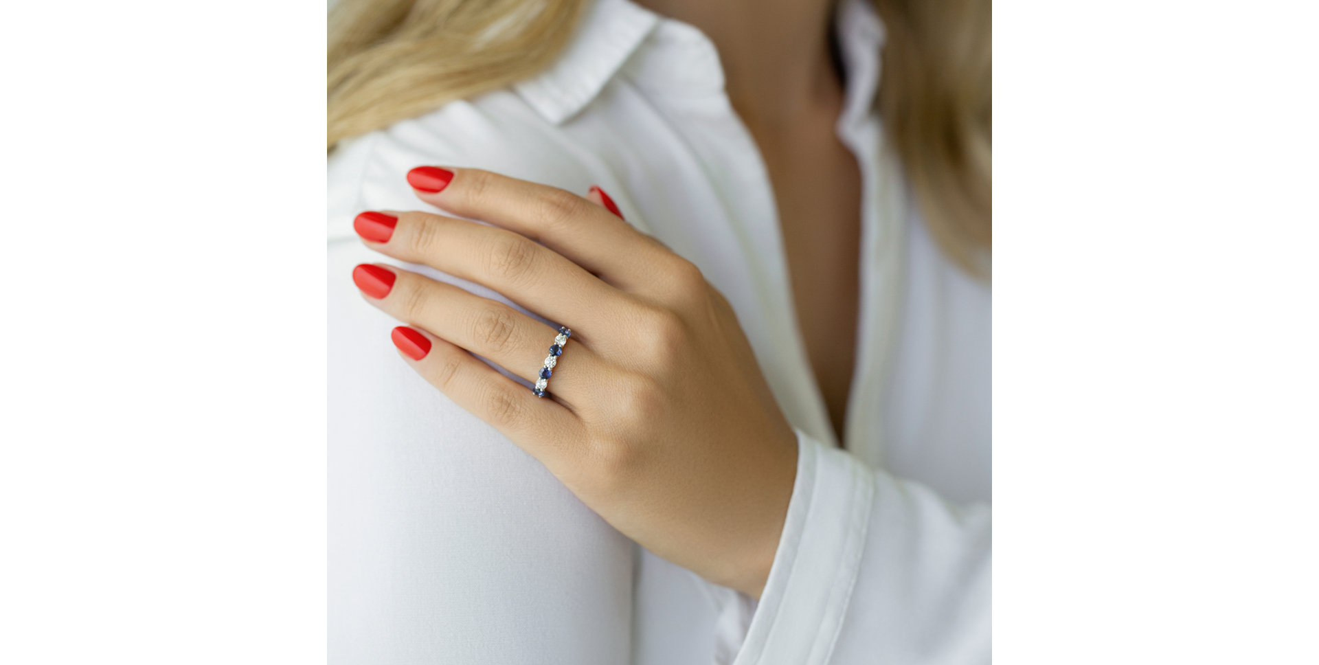 Prsten s diamanty a safíry Galaxy