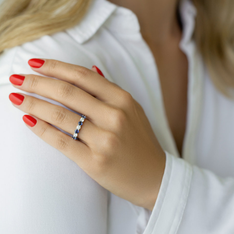 Prsten s diamanty a safíry Galaxy