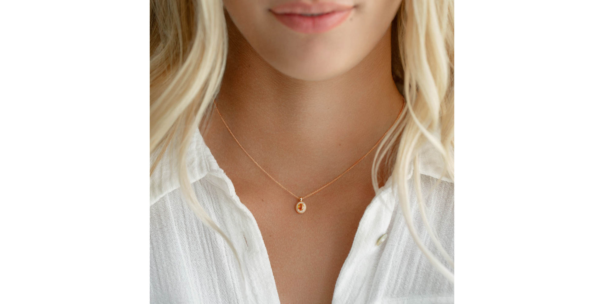 Náhrdelník s diamanty a safírem orange Princess