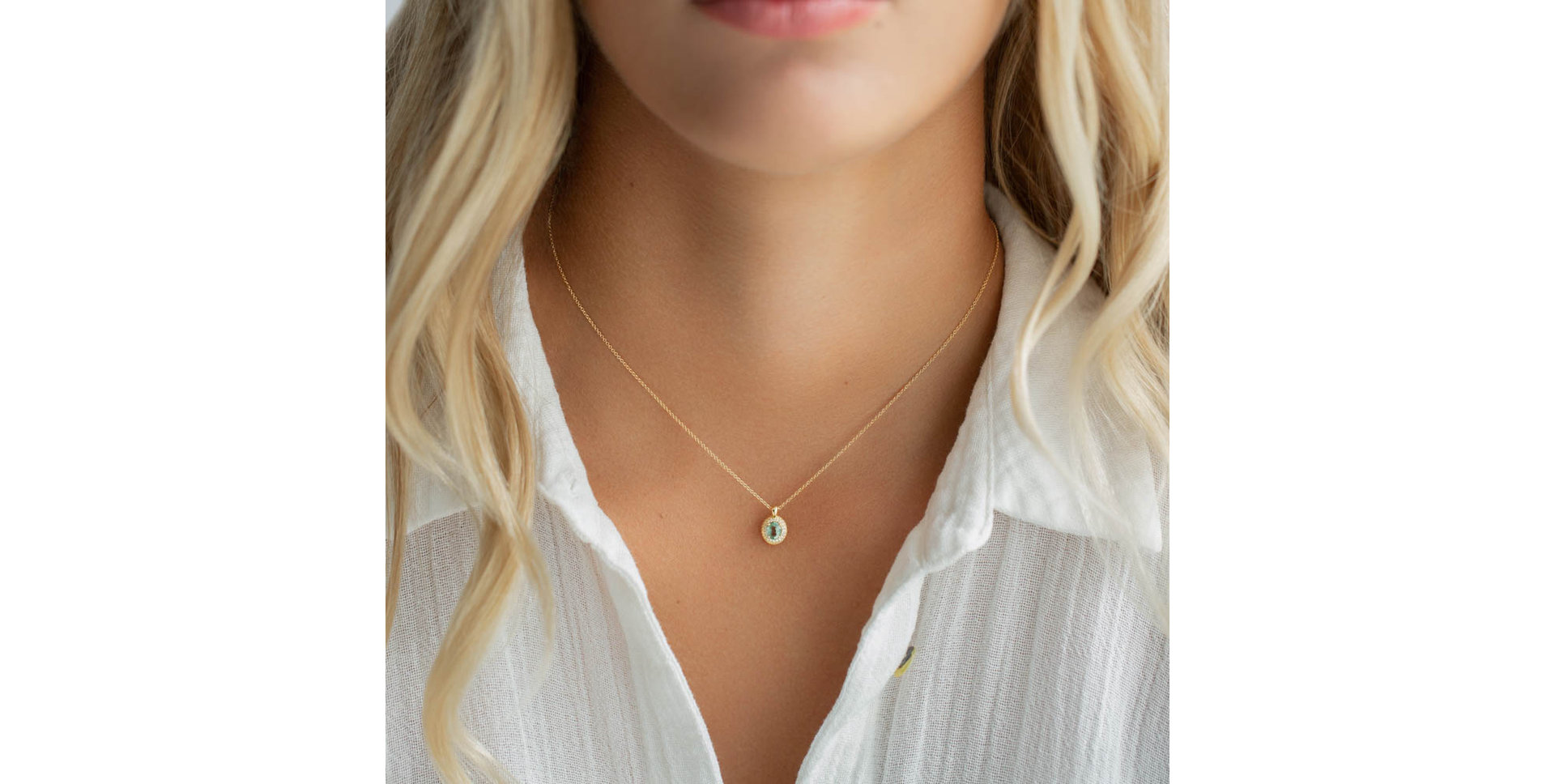 Náhrdelník s diamanty a safírem yellow Princess