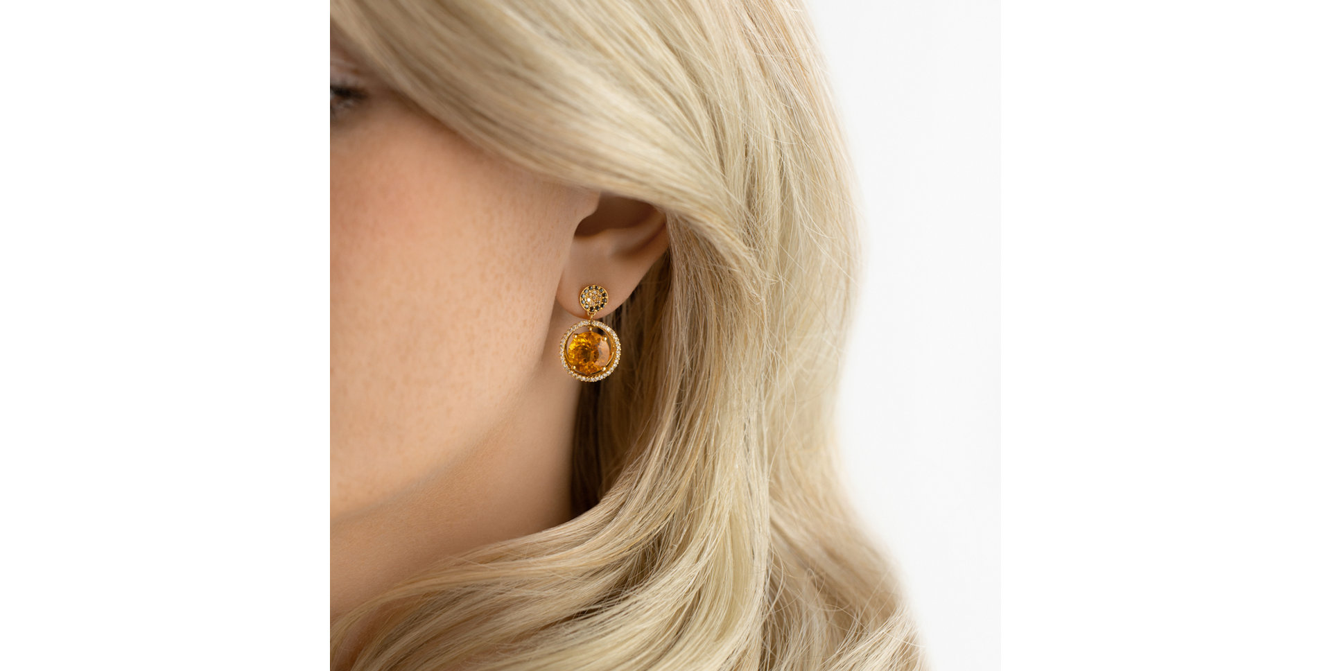 Náušnice s hnědými a černými diamanty a citrínem Bright Gismonda