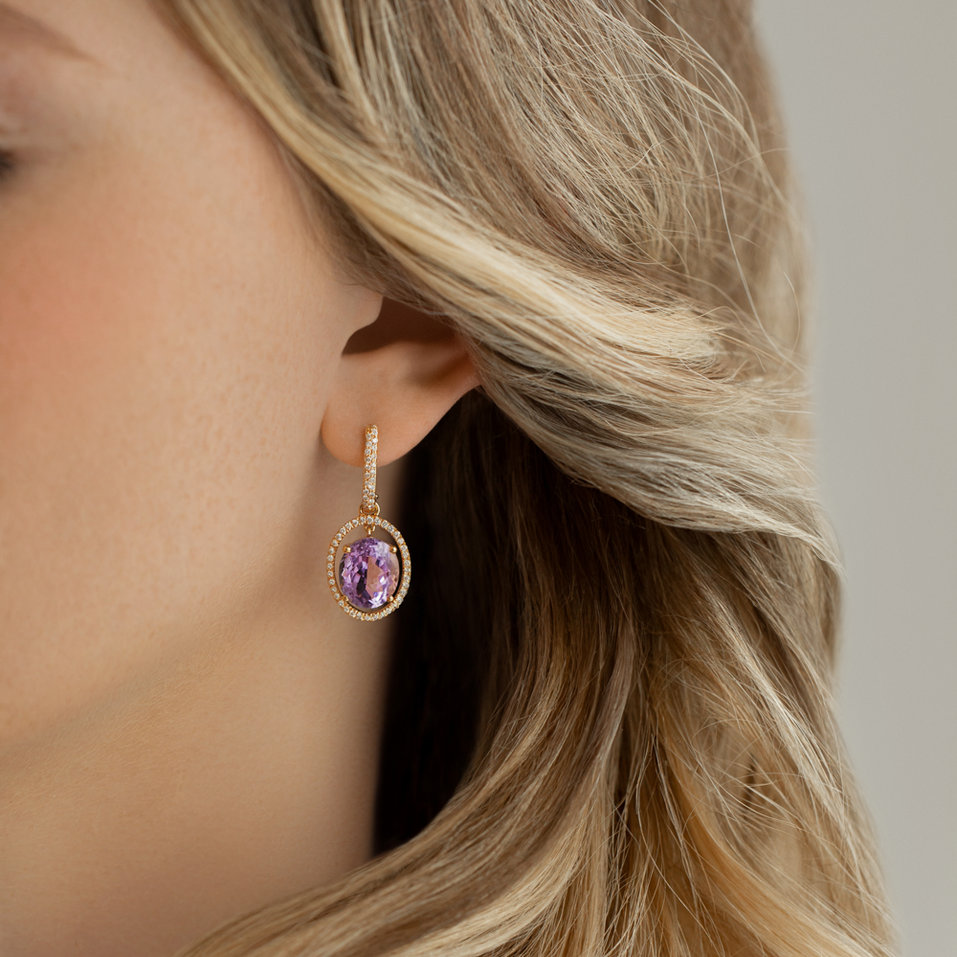Náušnice s ametystem diamanty Fabulous Appearance