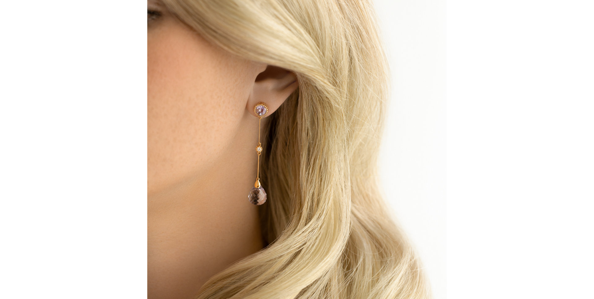 Náušnice s ametystem diamanty Ophiuchus