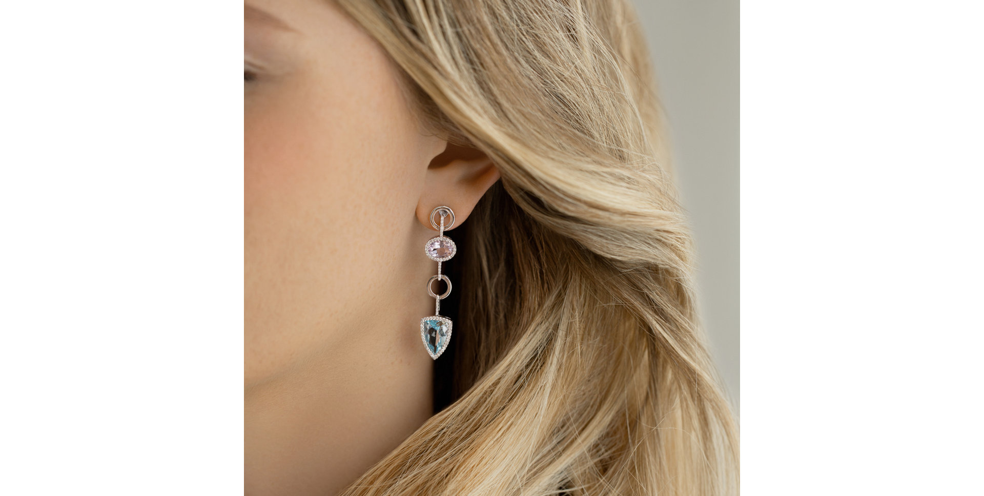 Náušnice s diamanty, ametystem a topazem Folk Hero