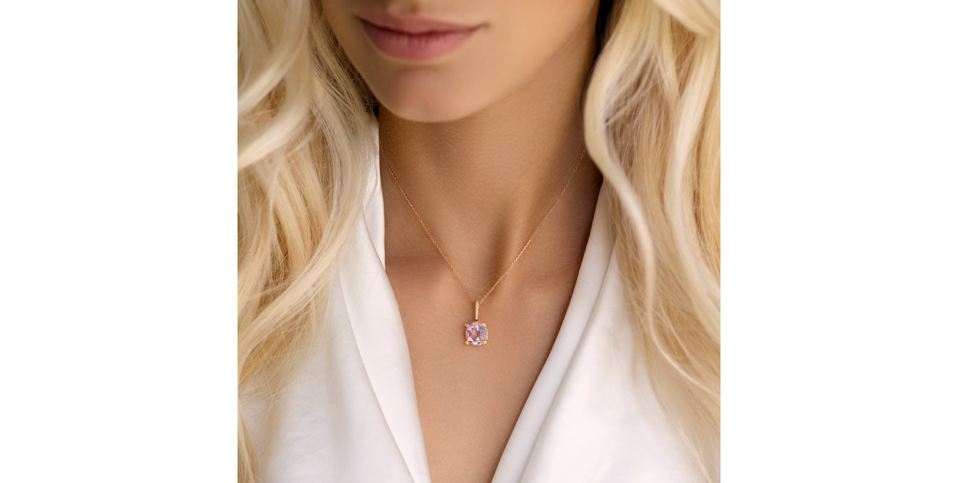 Přívěs s ametystem a diamanty Graphic Beauty