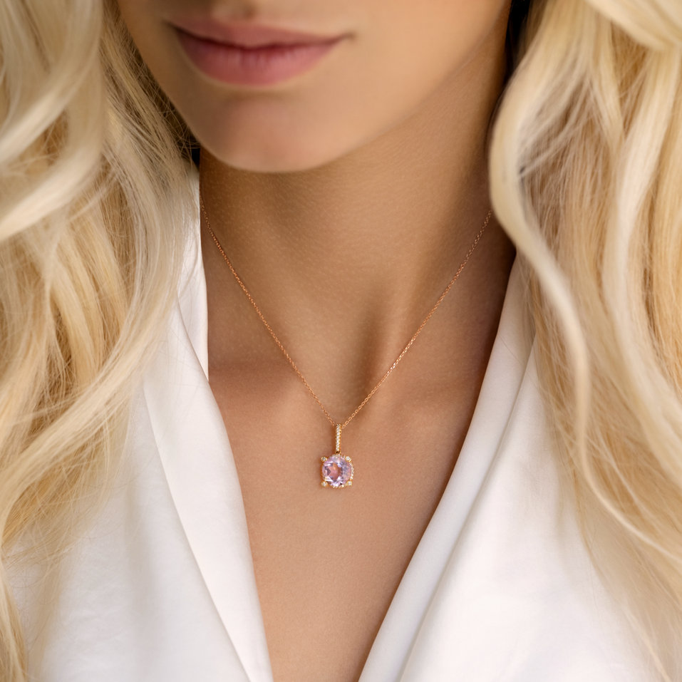 Přívěs s ametystem a diamanty Graphic Beauty