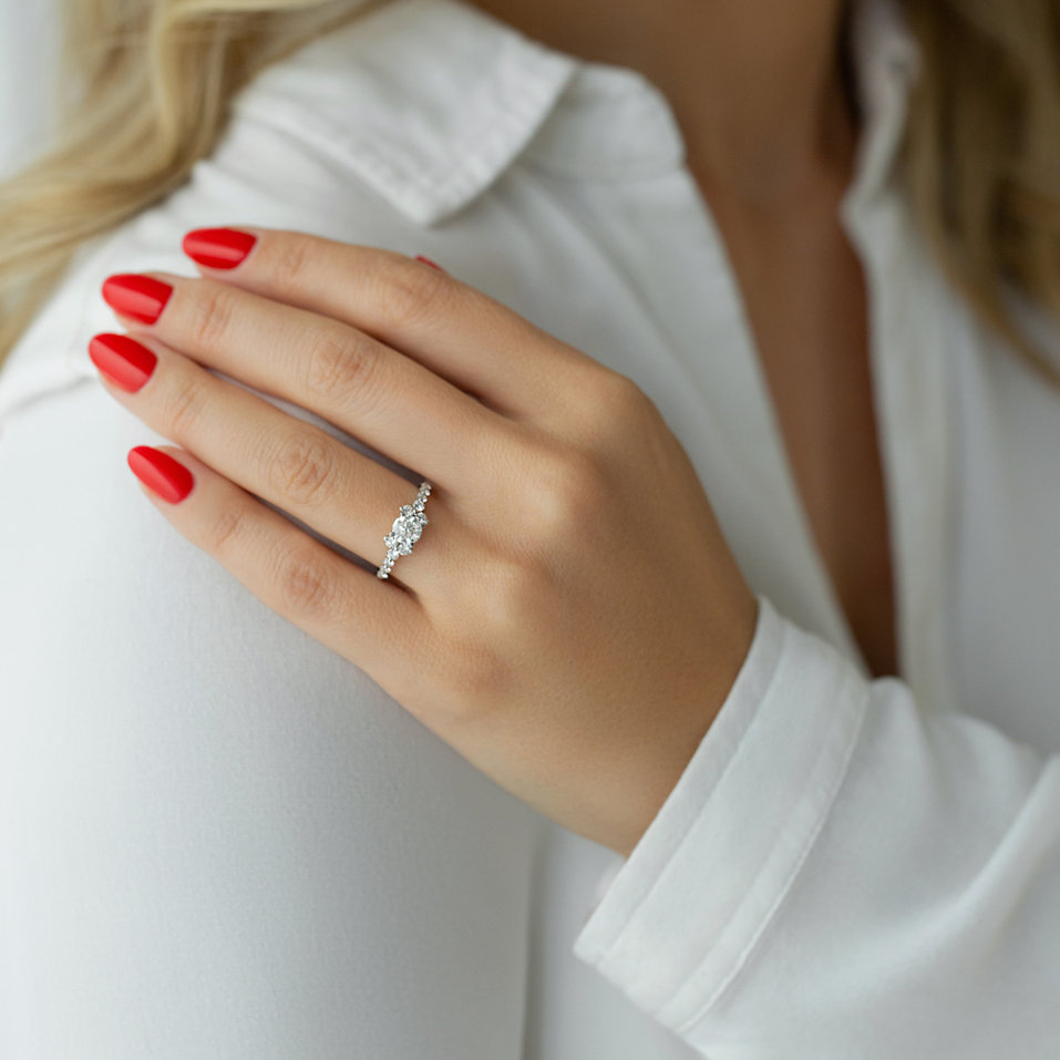 Prsten 18kt bílé zlato s diamantem Blessed Realm