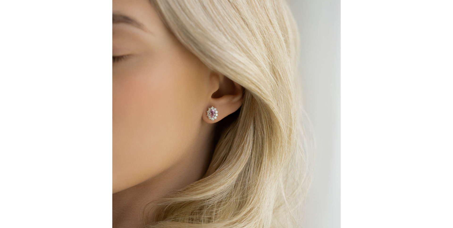 Náušnice s kunzitem a diamanty Moon Witchery