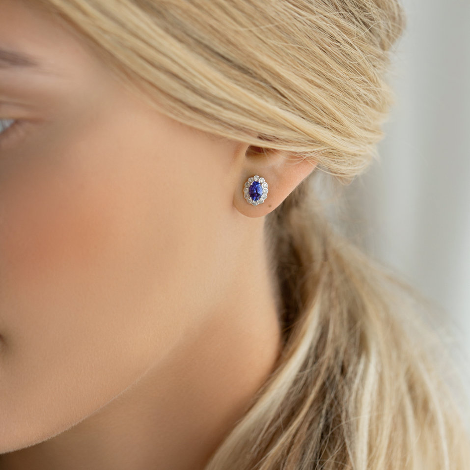 Náušnice s rubínem a diamanty Princess