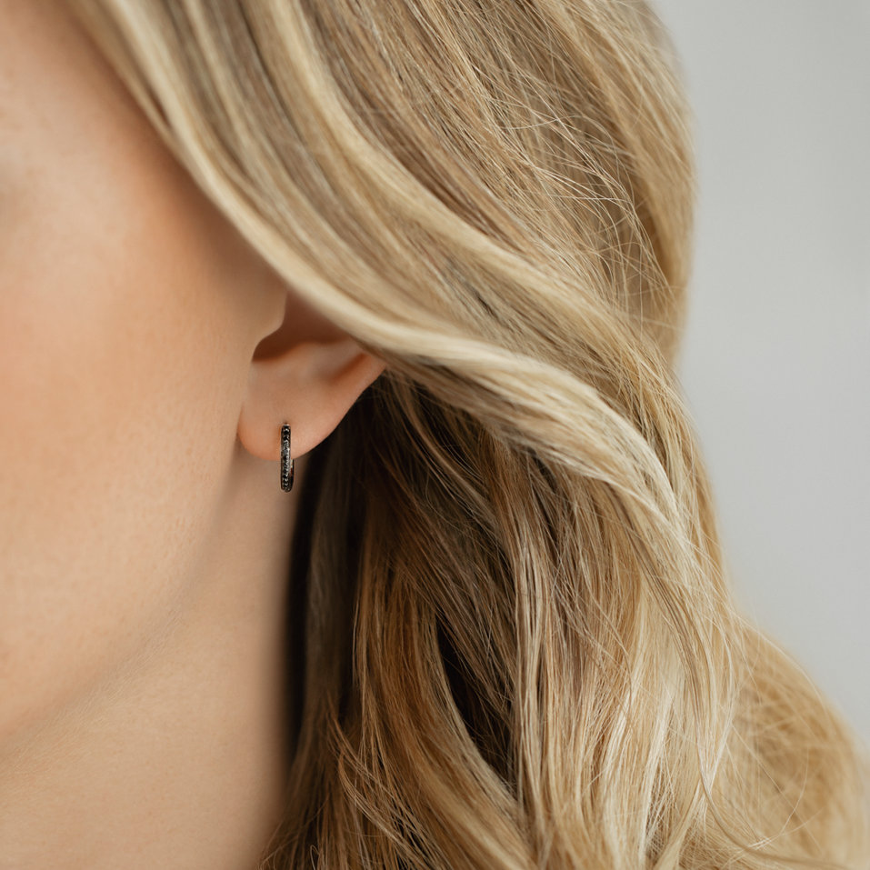 Náušnice s černými diamanty Moon Opium