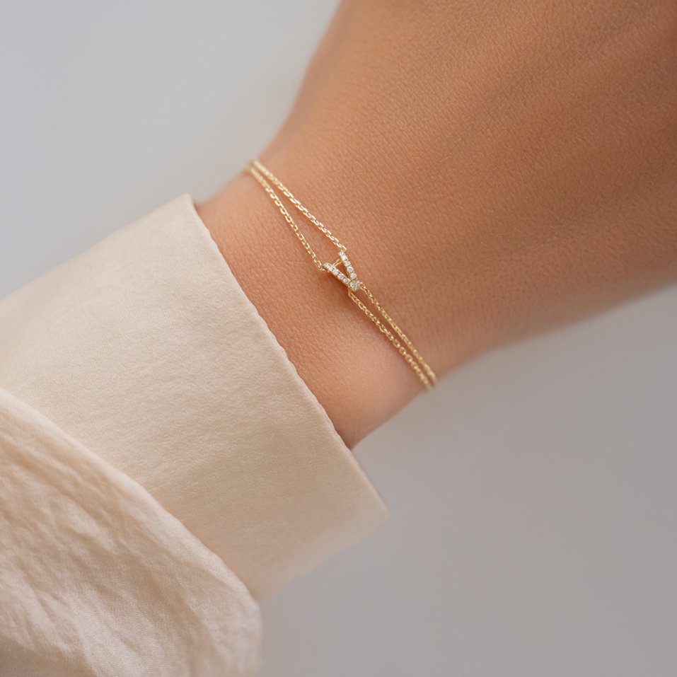 Náramek 14kt bílé zlato s diamantem Magic Letter