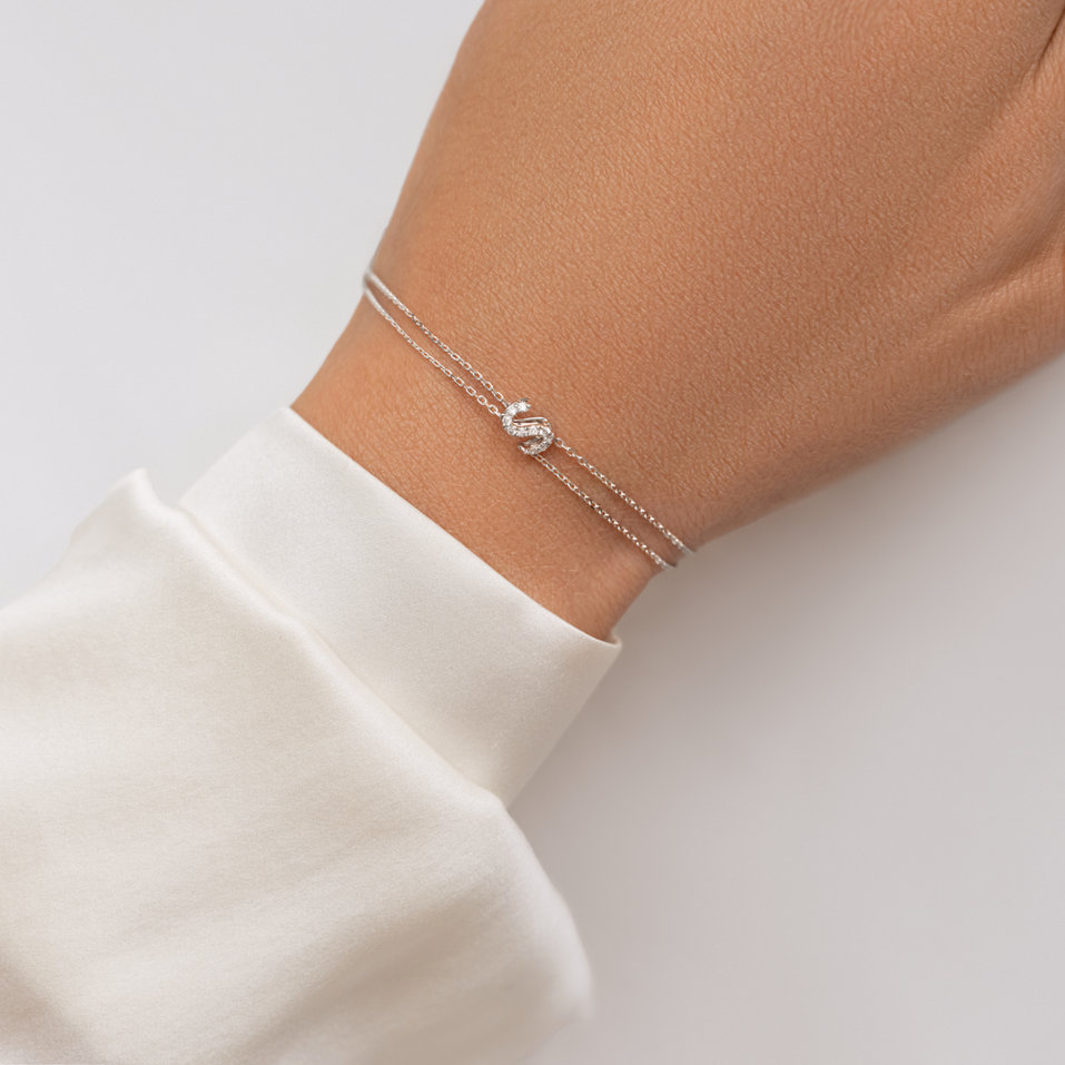 Náramek 14kt bílé zlato s diamantem Magic Letter