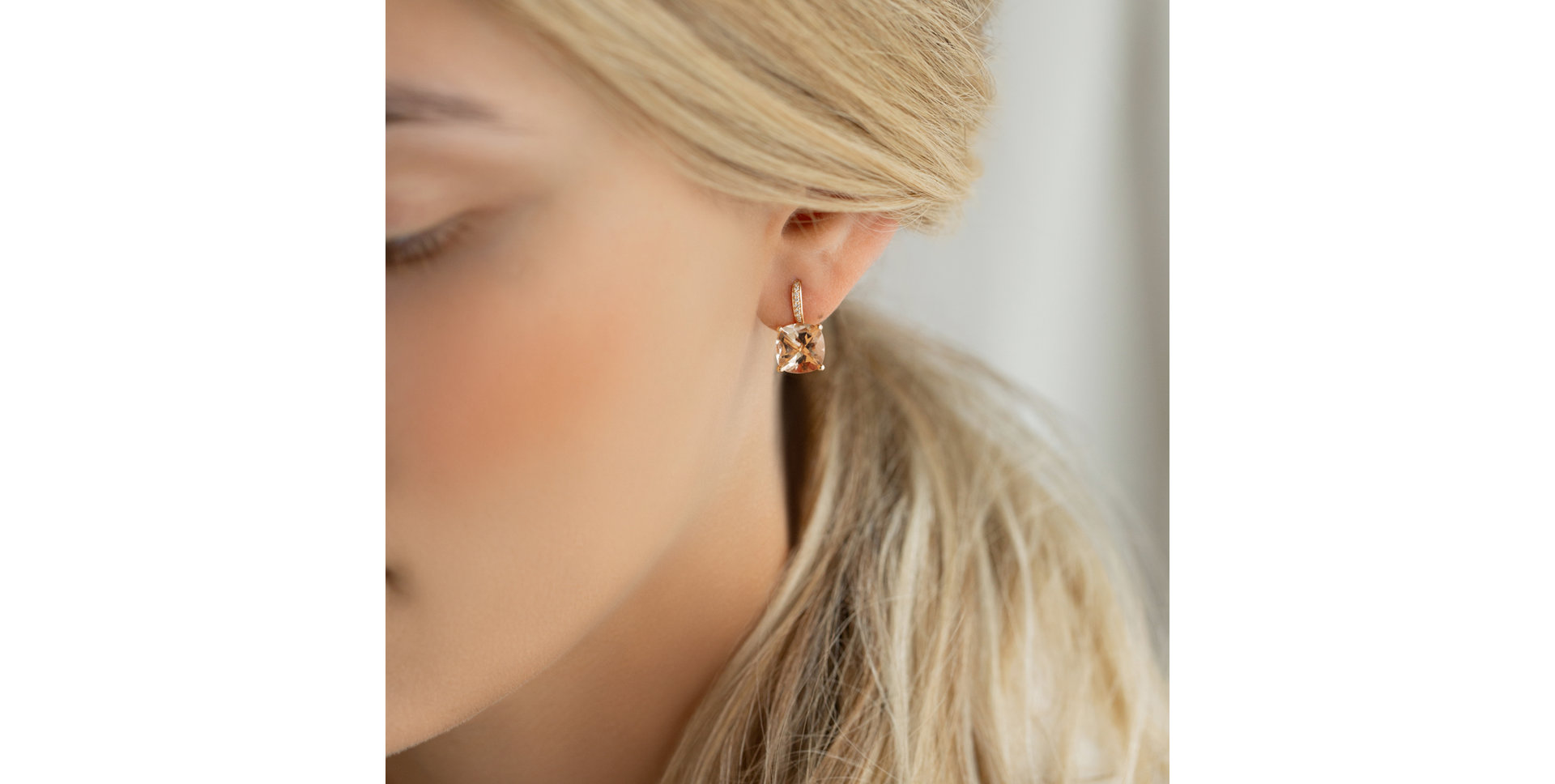 Náušnice s morganitem a diamanty True Faith