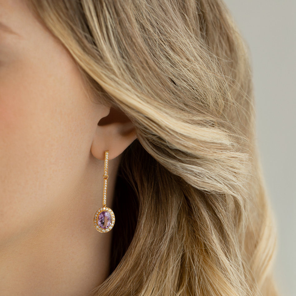 Náušnice s ametystem diamanty Celosia
