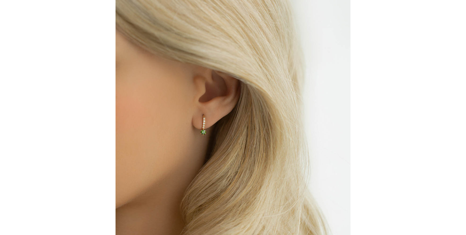 Náušnice se zeleným diamantem Essential Glow