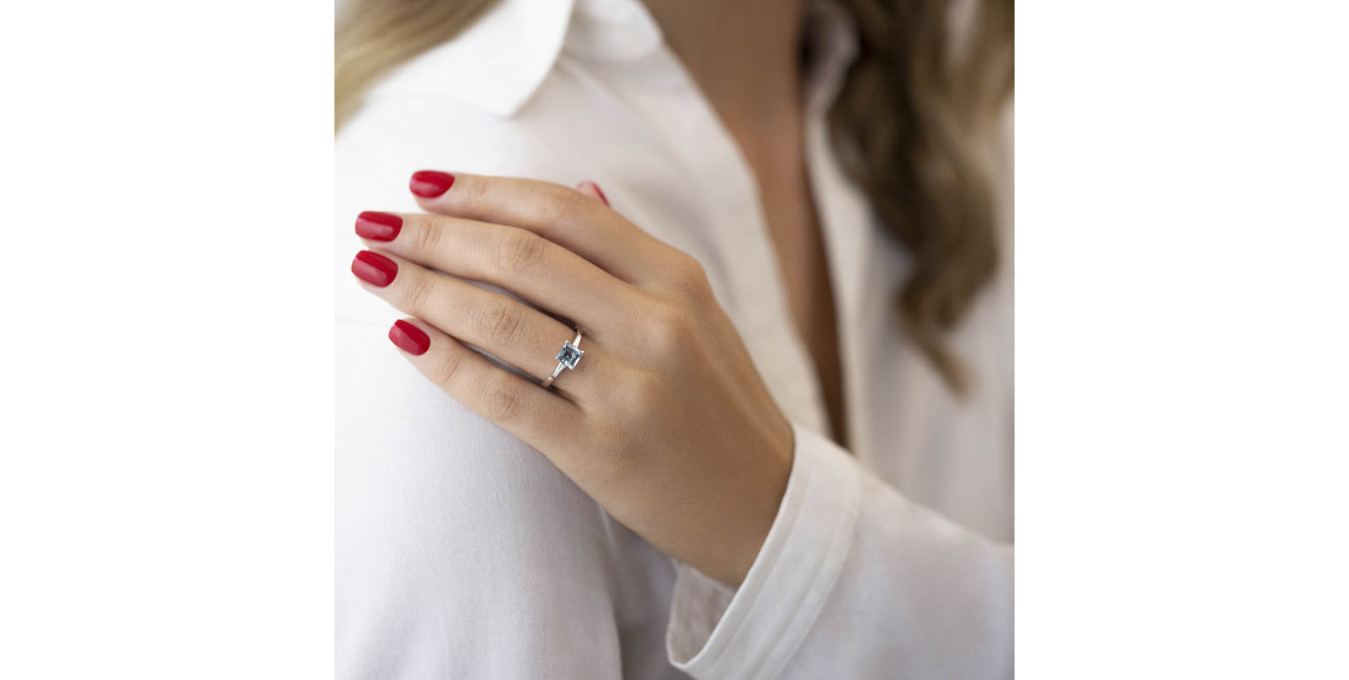 Prsten s akvamarínem a diamanty Classic Aqua