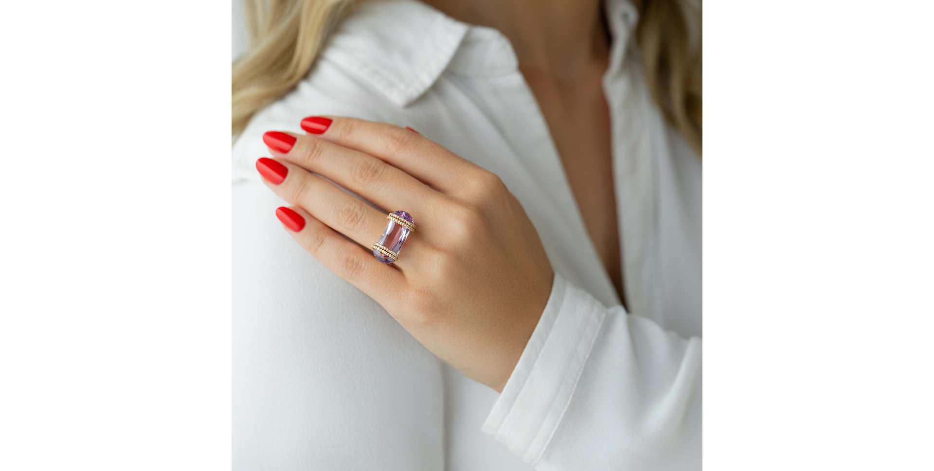 Prsten s ametystem a diamanty Valanar