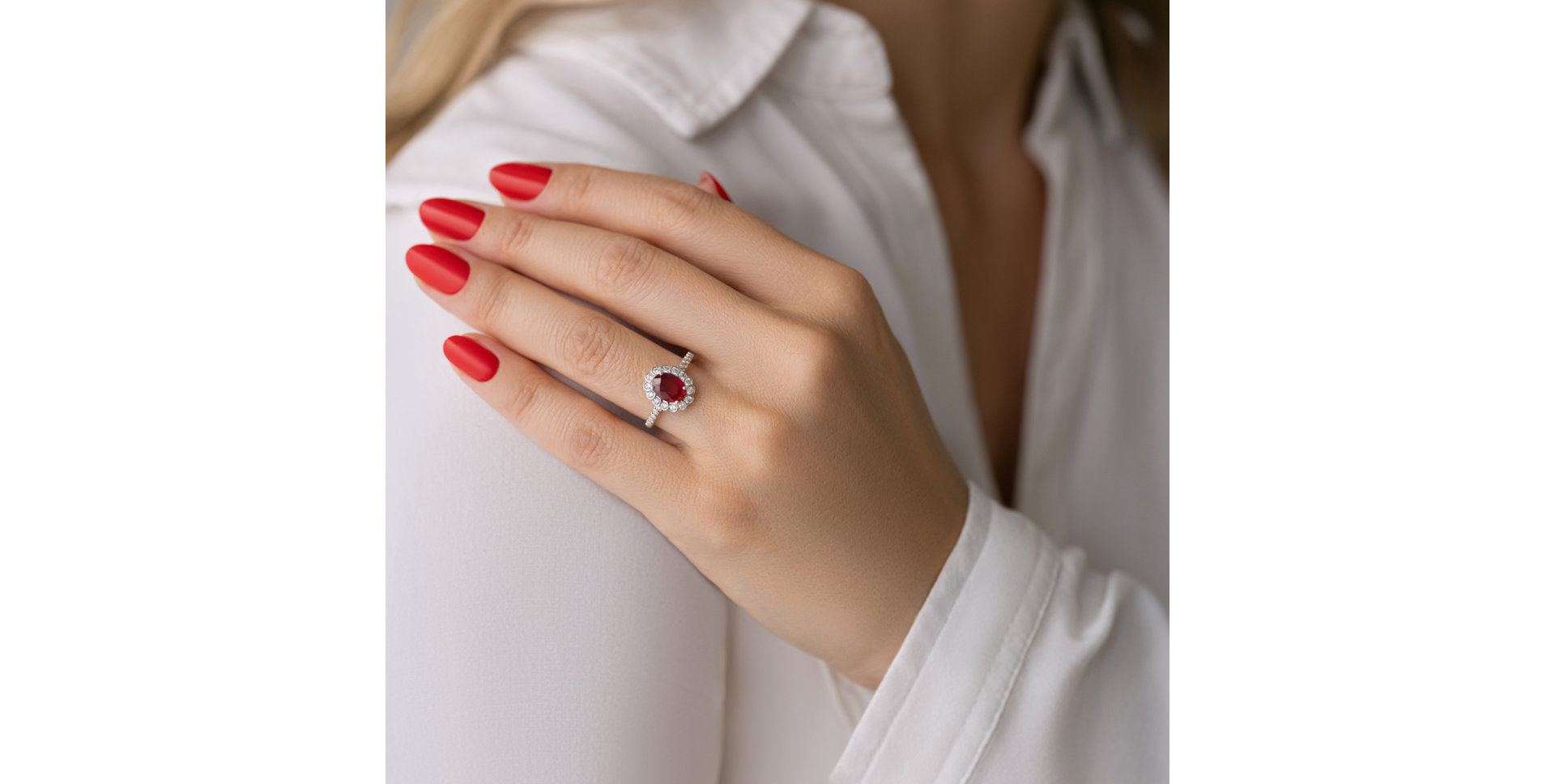 Prsten s rubínem a diamanty Princess Glamour