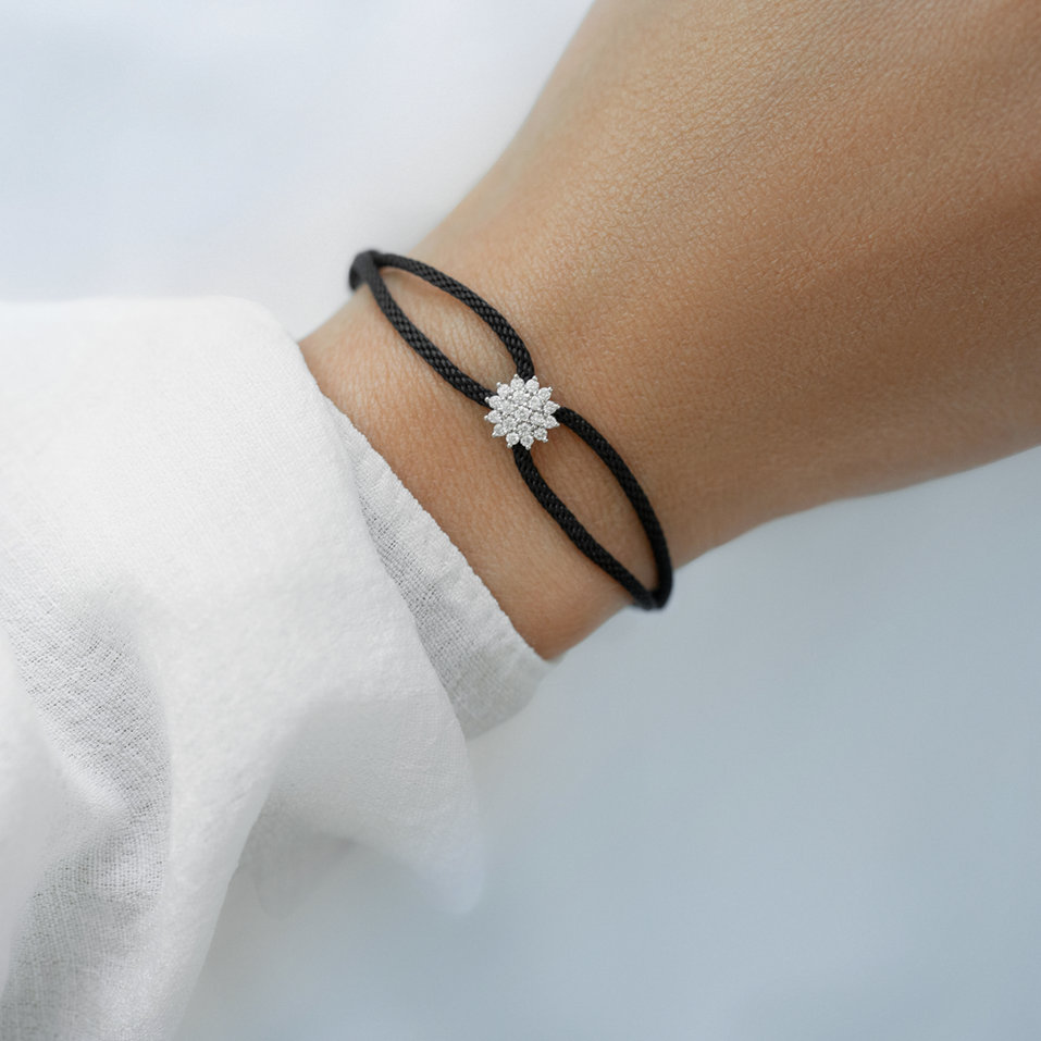 Náramek 14kt bílé zlato s diamantem Delicate Star