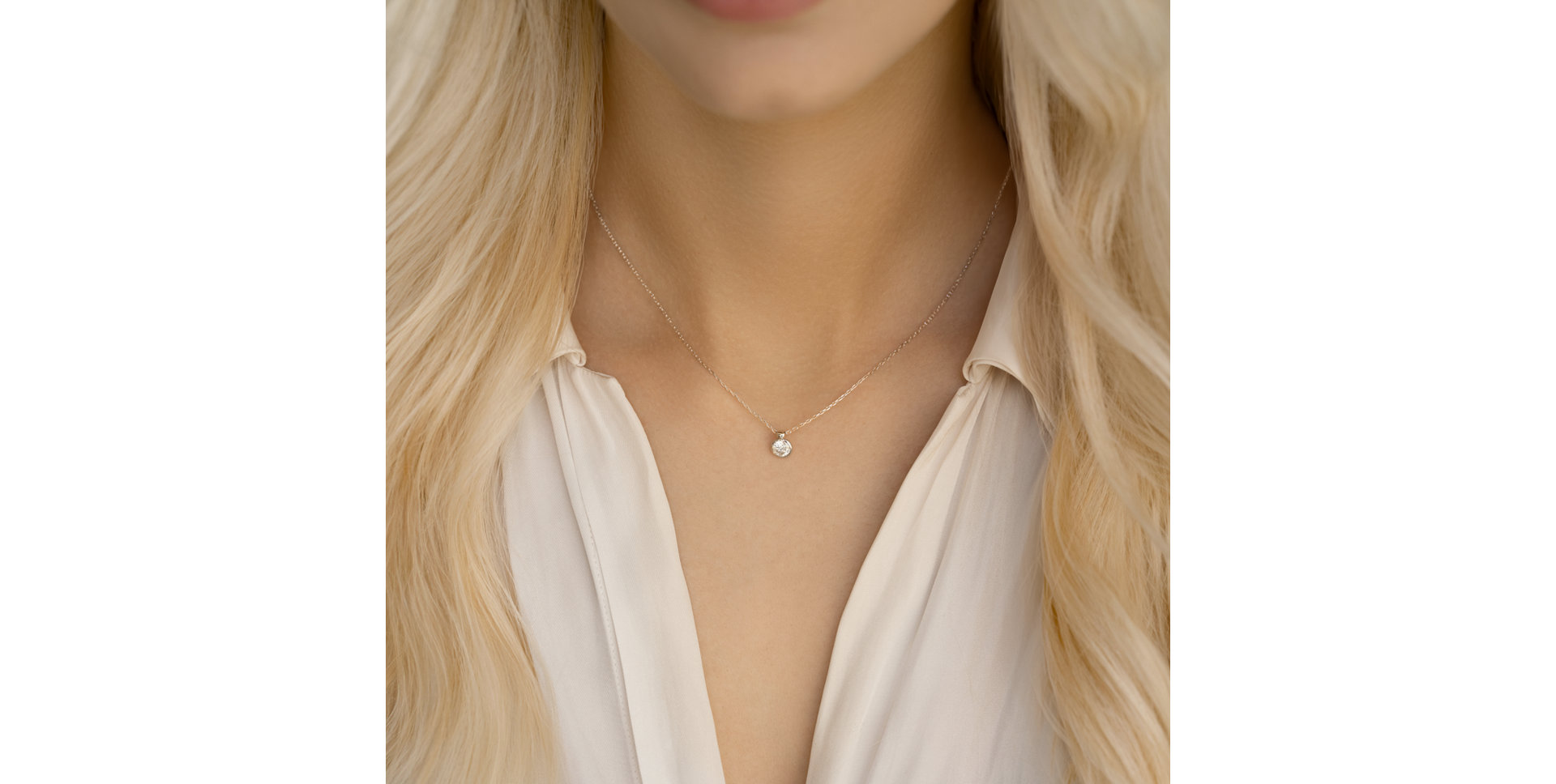 Náhrdelník 14kt bílé zlato s diamantem Eye Sparkle