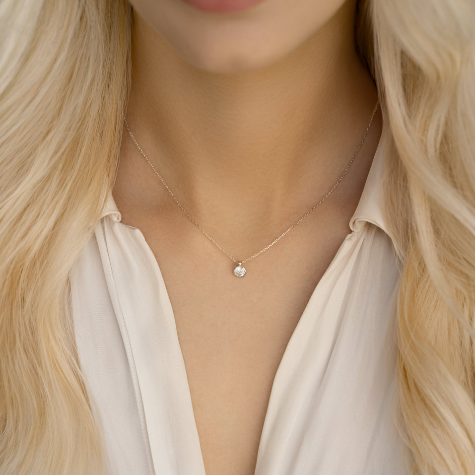 Náhrdelník 14kt bílé zlato s diamantem Eye Sparkle