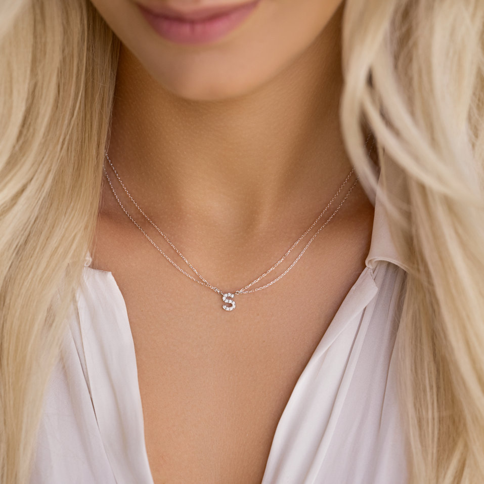 Náhrdelník 14kt růžové zlato s diamantem Shiny Alphabet