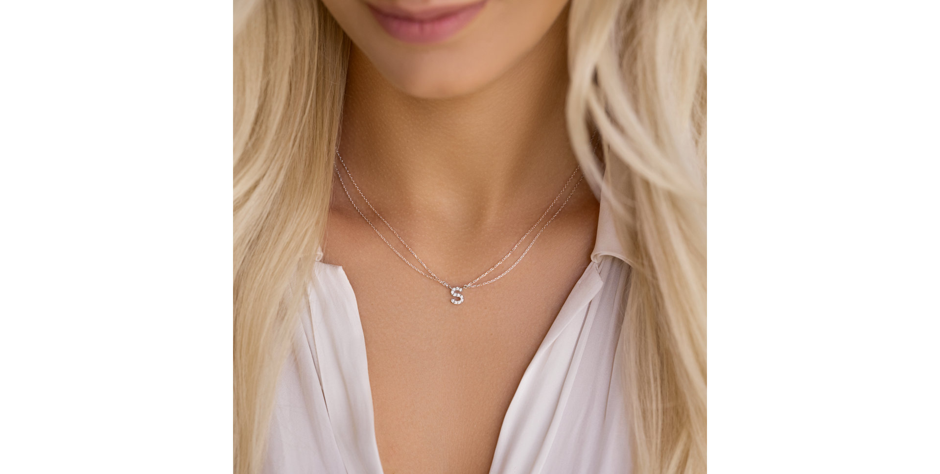 Náhrdelník 14kt růžové zlato s diamantem Shiny Alphabet