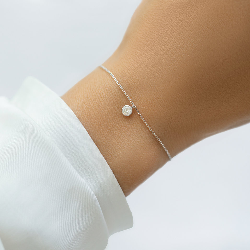 Náramek 14kt bílé zlato s diamantem Nanili