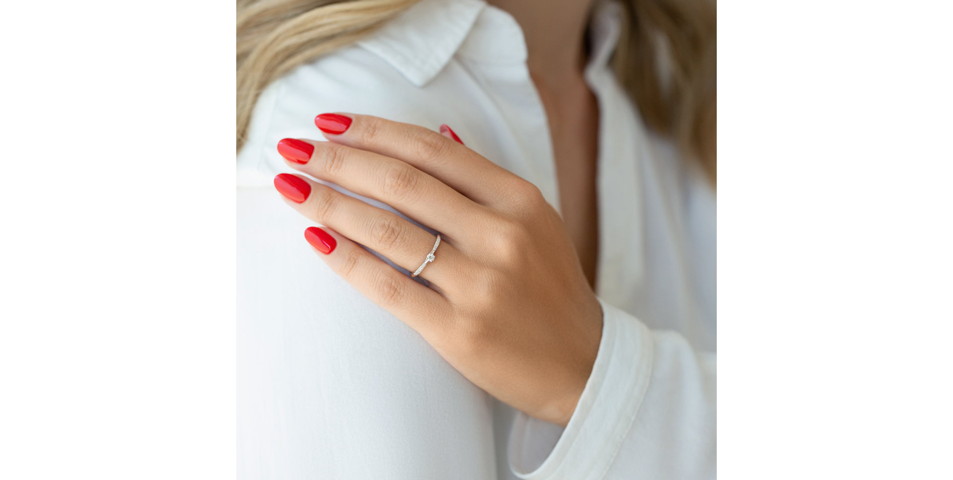 Prsten 14kt bílé zlato s diamantem Pure Love