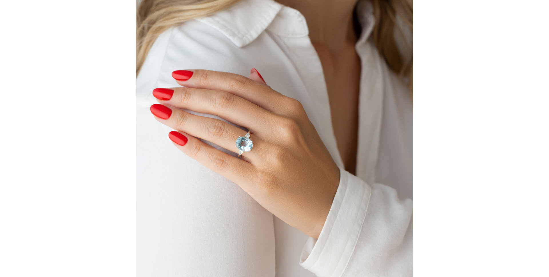 Prsten s akvamarínem a diamanty Fiona