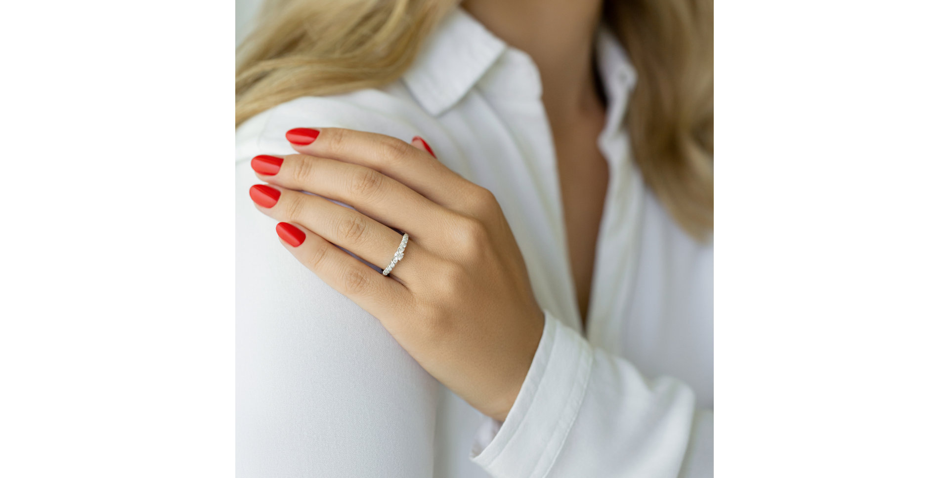 Prsten 14kt bílé zlato s diamantem Morelli