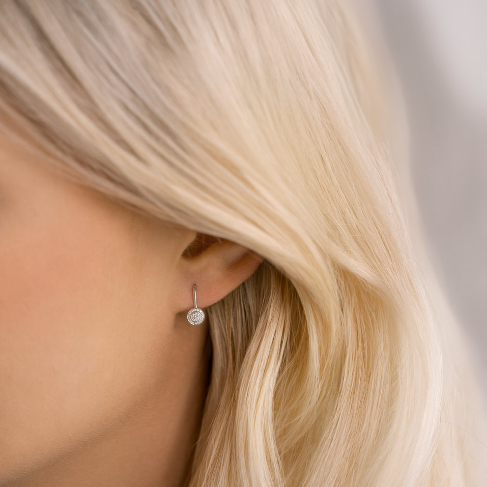 Náušnice 14kt bílé zlato s diamantem Alora