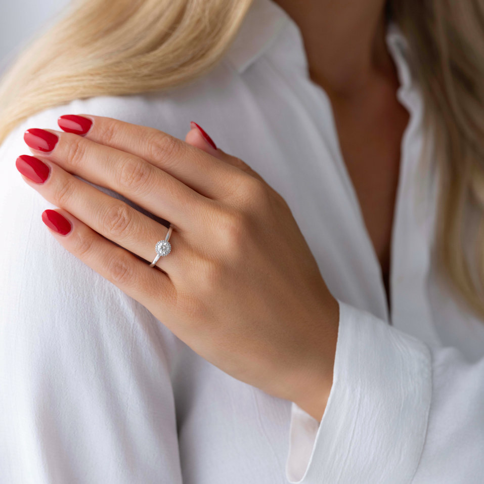 Prsten 14kt bílé zlato s diamantem Noble Allure