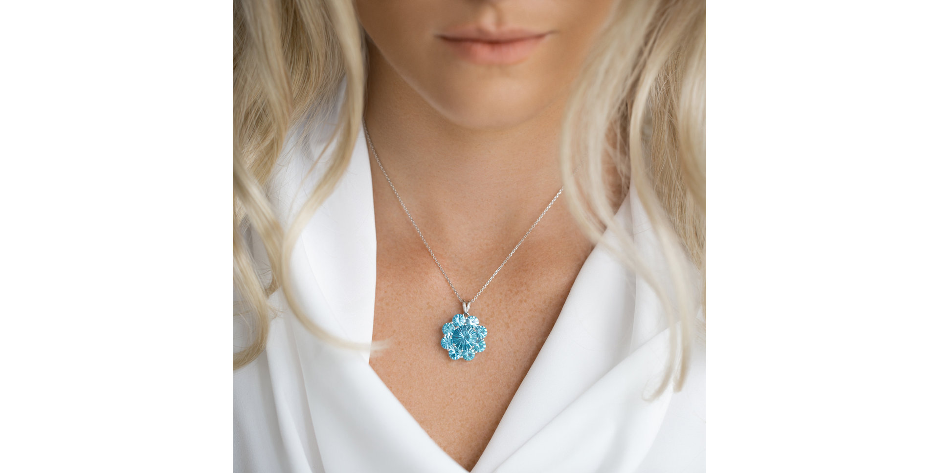 Přívěsek 14kt bílé zlato s topazem swiss Airasti